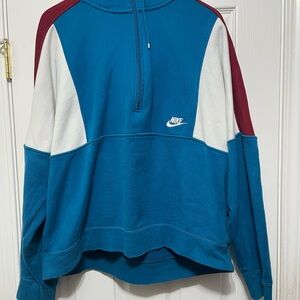 Nike Teal and Burgundy quarter zip Hoodie
